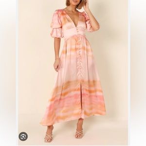 Petal & Pup - Alton Puff Sleeve Button Front Midi Dress - M - NWT